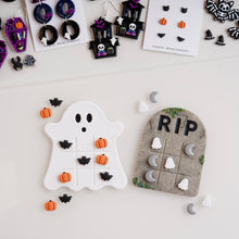 Load image into Gallery viewer, Tic Tac Toe Board Game - Halloween Ghost & RIP Tombstone
