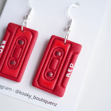 Load image into Gallery viewer, RED Cassette Tape Earrings