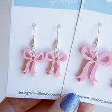 Load image into Gallery viewer, Pink Bow Acrylic Earrings