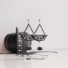 Load image into Gallery viewer, Spiders & Spider Web Earrings