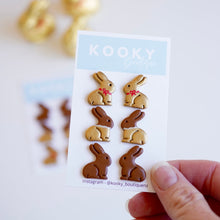 Load image into Gallery viewer, Gold Chocolate Bunny Earrings