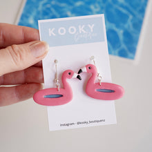 Load image into Gallery viewer, Flamingo Pool Floatie Earrings