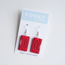 Load image into Gallery viewer, RED Cassette Tape Earrings