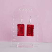Load image into Gallery viewer, RED Cassette Tape Earrings