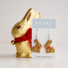 Load image into Gallery viewer, Gold Chocolate Bunny Earrings