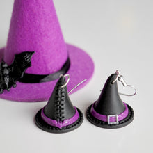 Load image into Gallery viewer, 3D Witch Hat Earrings