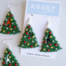 Load image into Gallery viewer, Cat in The Christmas Tree Earrings