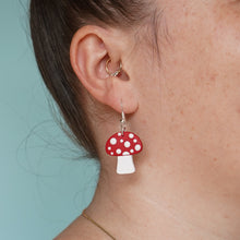 Load image into Gallery viewer, Red Mushroom 2D Earrings

