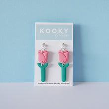 Load image into Gallery viewer, Single Rose Earrings