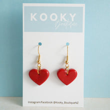 Load image into Gallery viewer, Red Heart Earrings