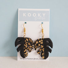Load image into Gallery viewer, Monstera with Foil Earrings
