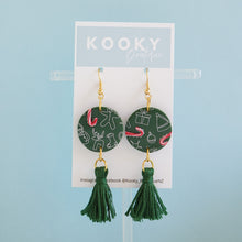 Load image into Gallery viewer, Green Christmas Scene Earrings