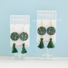 Load image into Gallery viewer, Green Christmas Scene Earrings
