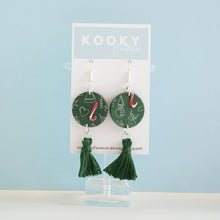 Load image into Gallery viewer, Green Christmas Scene Earrings