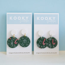 Load image into Gallery viewer, Green Christmas Scene Earrings