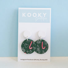 Load image into Gallery viewer, Green Christmas Scene Earrings