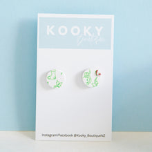 Load image into Gallery viewer, Green Christmas Scene Earrings