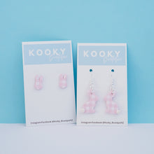 Load image into Gallery viewer, Pink Gingham Bunny Earrings