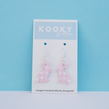 Load image into Gallery viewer, Pink Gingham Bunny Earrings