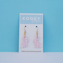 Load image into Gallery viewer, Pink Gingham Bunny Earrings
