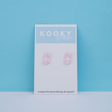 Load image into Gallery viewer, Pink Gingham Bunny Earrings