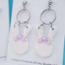 Load image into Gallery viewer, Flower Crown Bunny Earrings