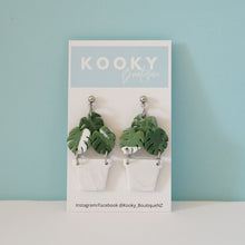 Load image into Gallery viewer, Monstera Pot Plant Earrings