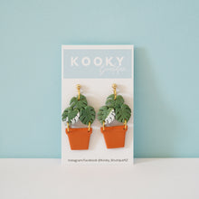 Load image into Gallery viewer, Monstera Pot Plant Earrings