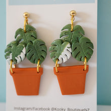 Load image into Gallery viewer, Monstera Pot Plant Earrings