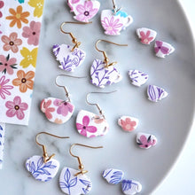 Load image into Gallery viewer, Blue Leaf Coffee Cup Earrings