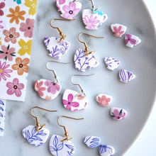 Load image into Gallery viewer, Purple Leaf Tea Cup Earrings