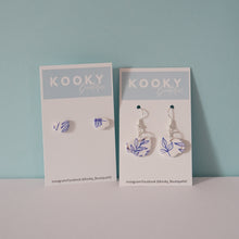Load image into Gallery viewer, Blue Leaf Coffee Cup Earrings