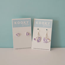 Load image into Gallery viewer, Purple Leaf Tea Cup Earrings