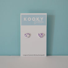 Load image into Gallery viewer, Purple Leaf Tea Cup Earrings