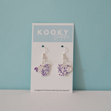 Load image into Gallery viewer, Purple Leaf Tea Cup Earrings