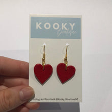 Load image into Gallery viewer, Red Heart Earrings