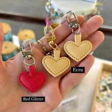 Load image into Gallery viewer, Clay Leather Heart Bag Charm
