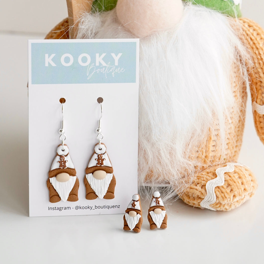 Gingerbread Man Gnome Earrings