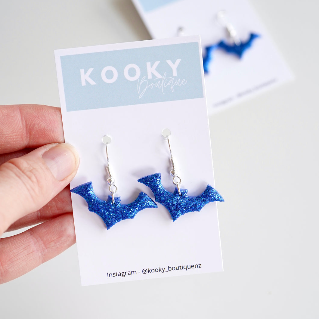Glitter Bat Earrings - Choose your colour