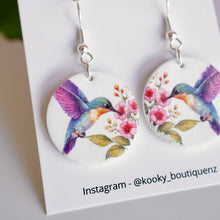 Load image into Gallery viewer, Hummingbird Circle Earrings
