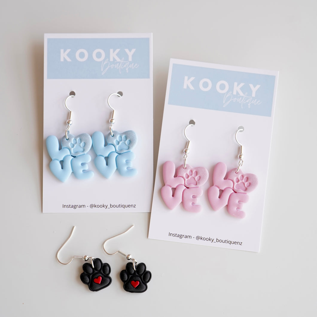 LOVE Paw Print Earrings