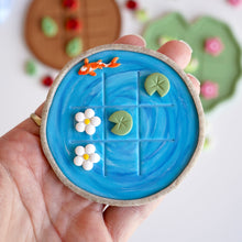 Load image into Gallery viewer, Tic Tac Toe Board Game - Wood Log, Lily Pad &amp; Koi Pond
