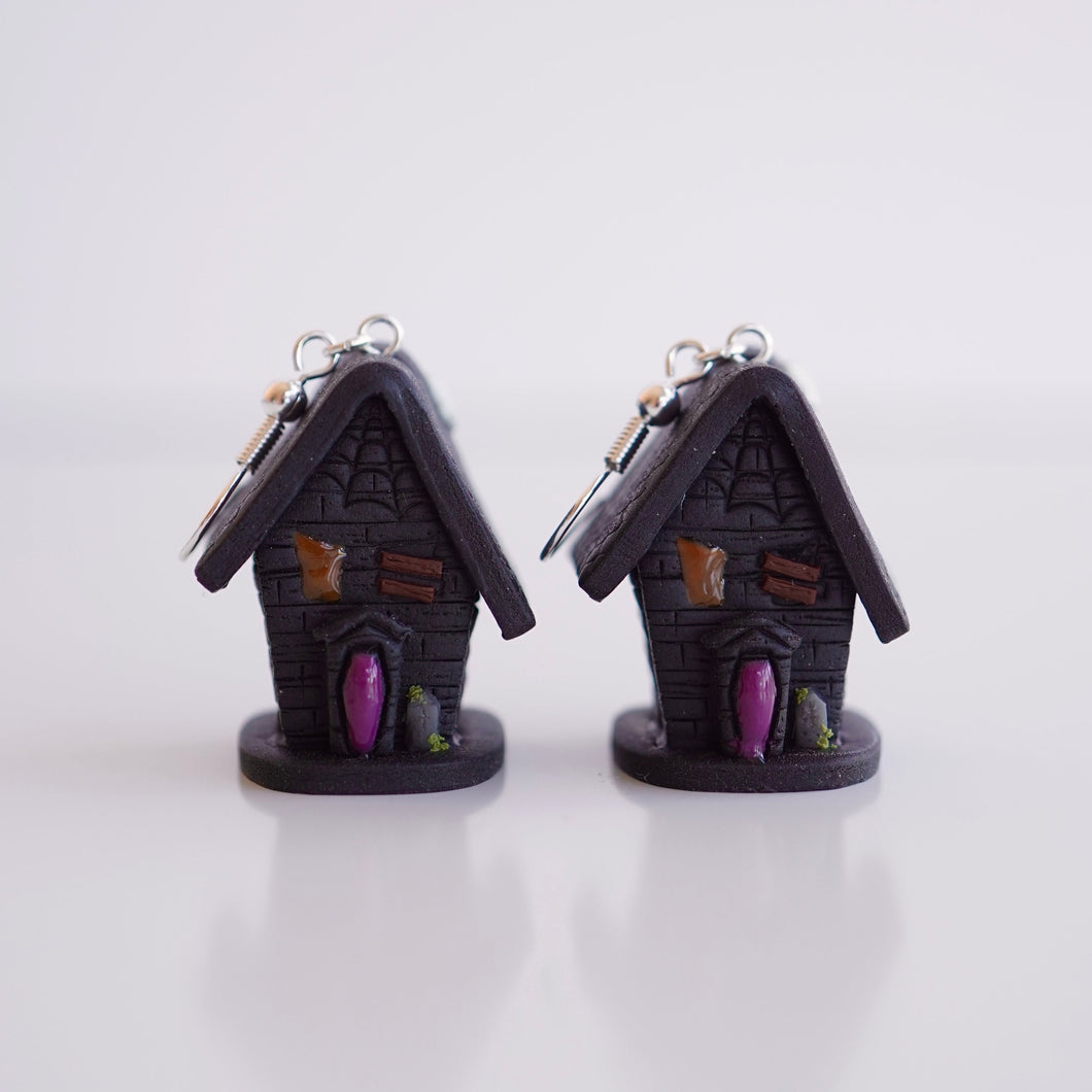 3D Haunted House Earrings
