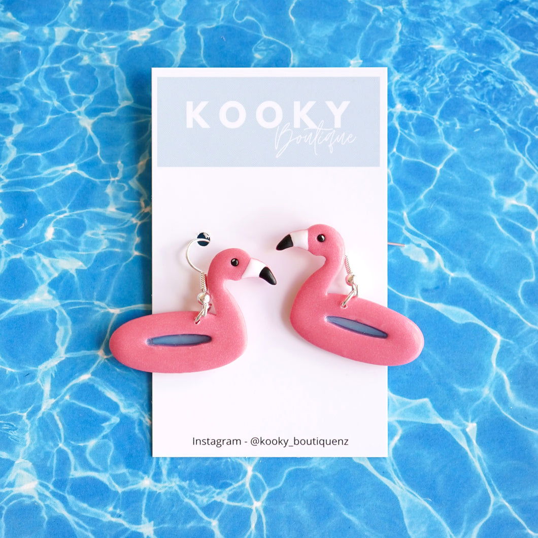 Flamingo Pool Floatie Earrings