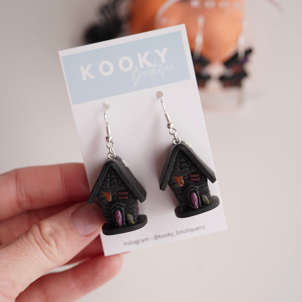 3D Haunted House Earrings