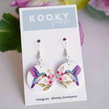 Load image into Gallery viewer, Hummingbird Circle Earrings
