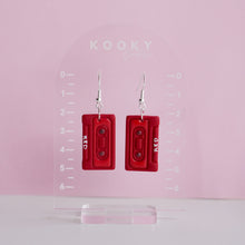 Load image into Gallery viewer, RED Cassette Tape Earrings
