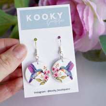 Load image into Gallery viewer, Hummingbird Circle Earrings
