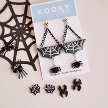 Load image into Gallery viewer, Spiders &amp; Spider Web Earrings
