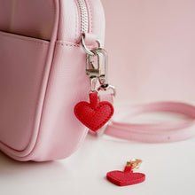 Load image into Gallery viewer, Clay Leather Heart Bag Charm
